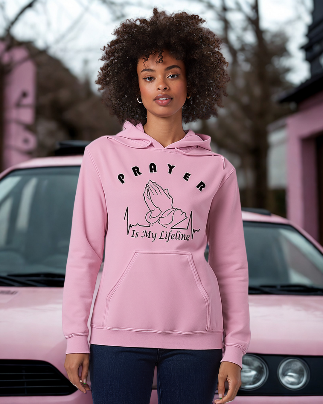 Womens Prayer Hoodie Black