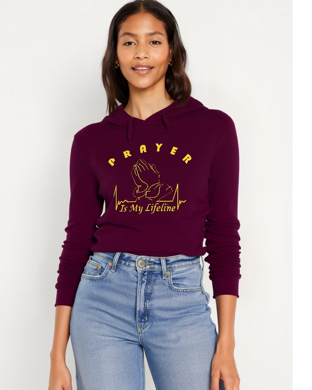 Womens Prayer Hoodie Gold